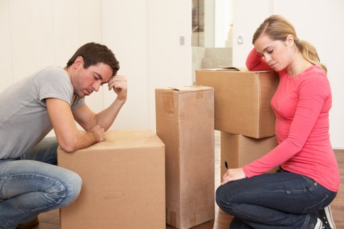 Packed boxes and furniture ready for house removals in Roehampton